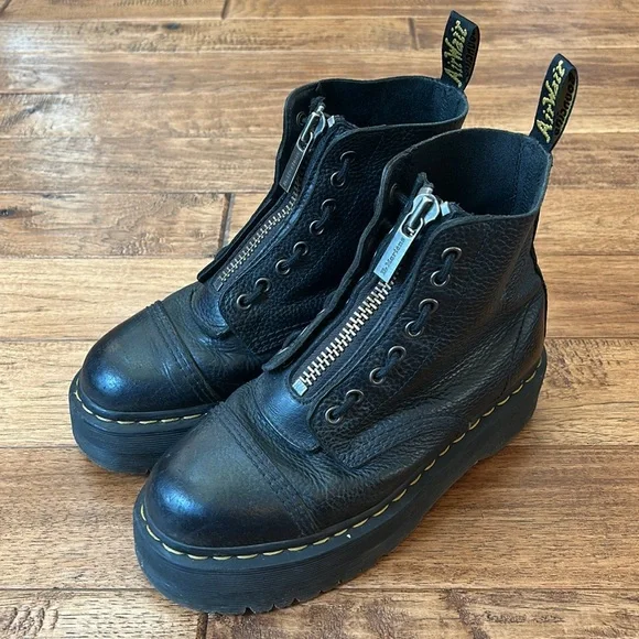 Dr. Martens Docs Sinclair Milled Nappa Leather Platform Boots Zip Front Lace 8 - Picture 7 of 12